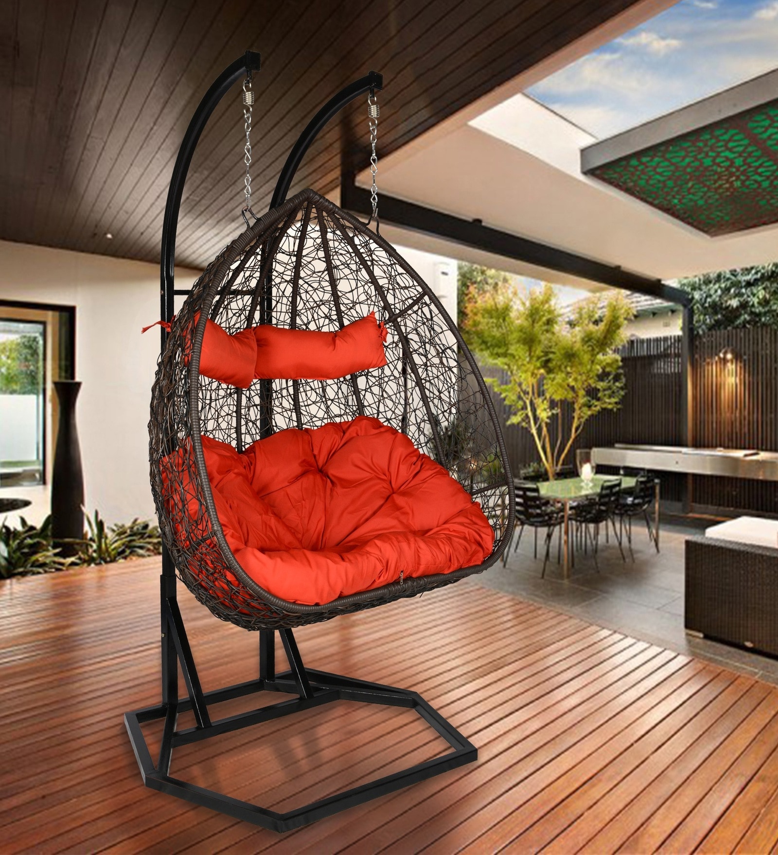 Zermatt Wicker Swing In Brown Finish