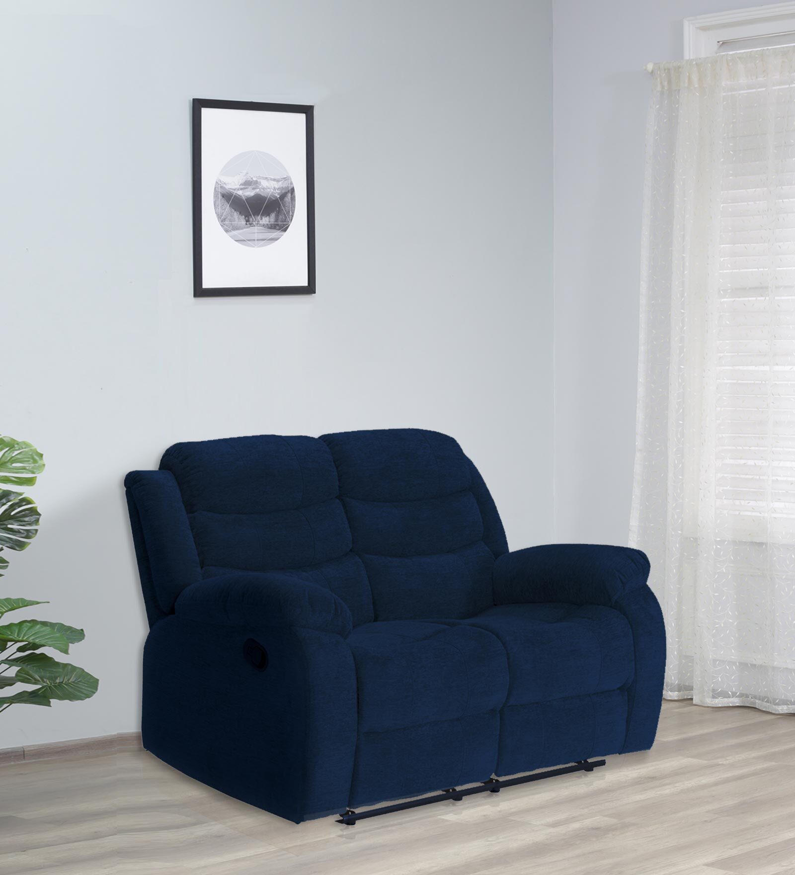 Santos Fabric 2 Seater Manual Recliner In Ink Blue Colour