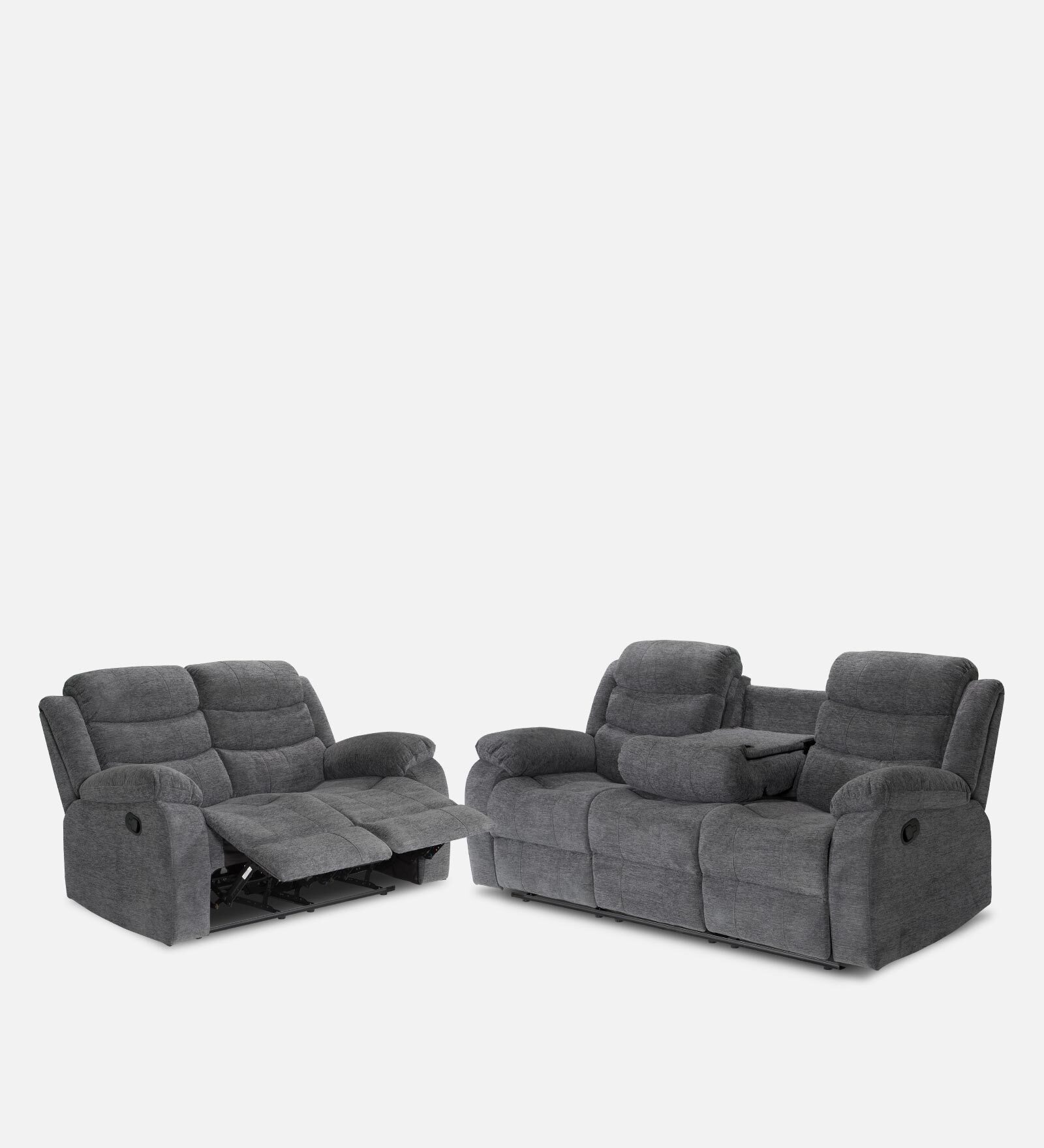 Zerodha Manual Recliner Sofa Set (3+2) in Grey Colour