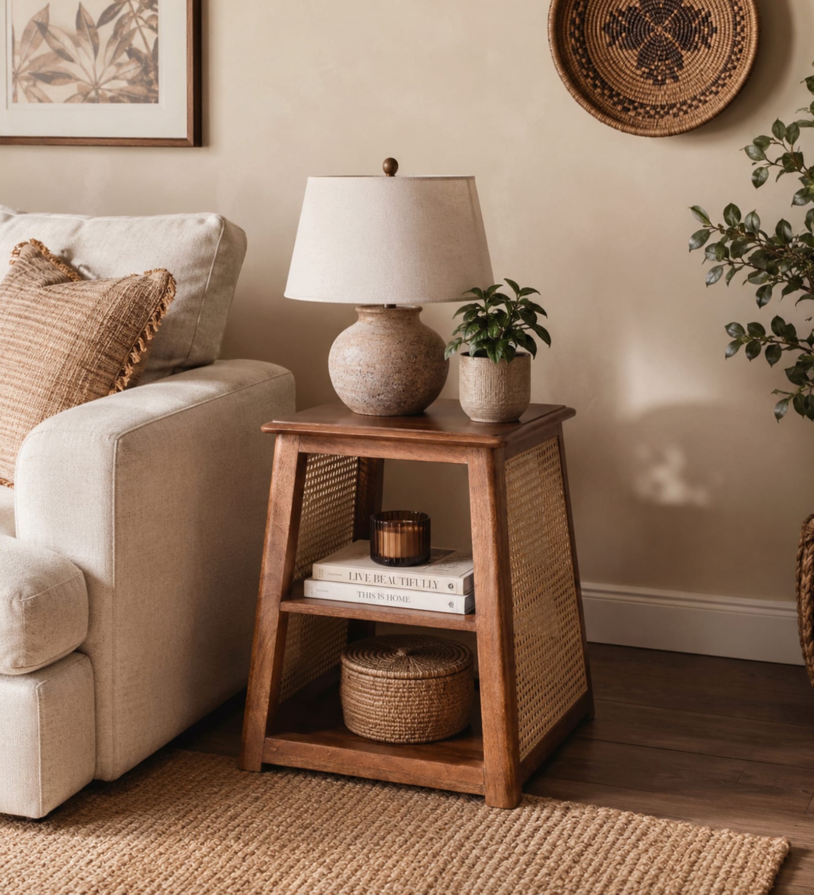 Zeta Mango Wood End Table In Tubbaq Finish