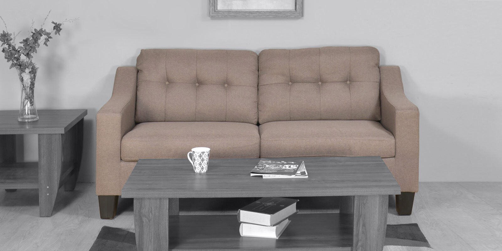 Zella 3 Seater Sofa in Dark Beige Colour