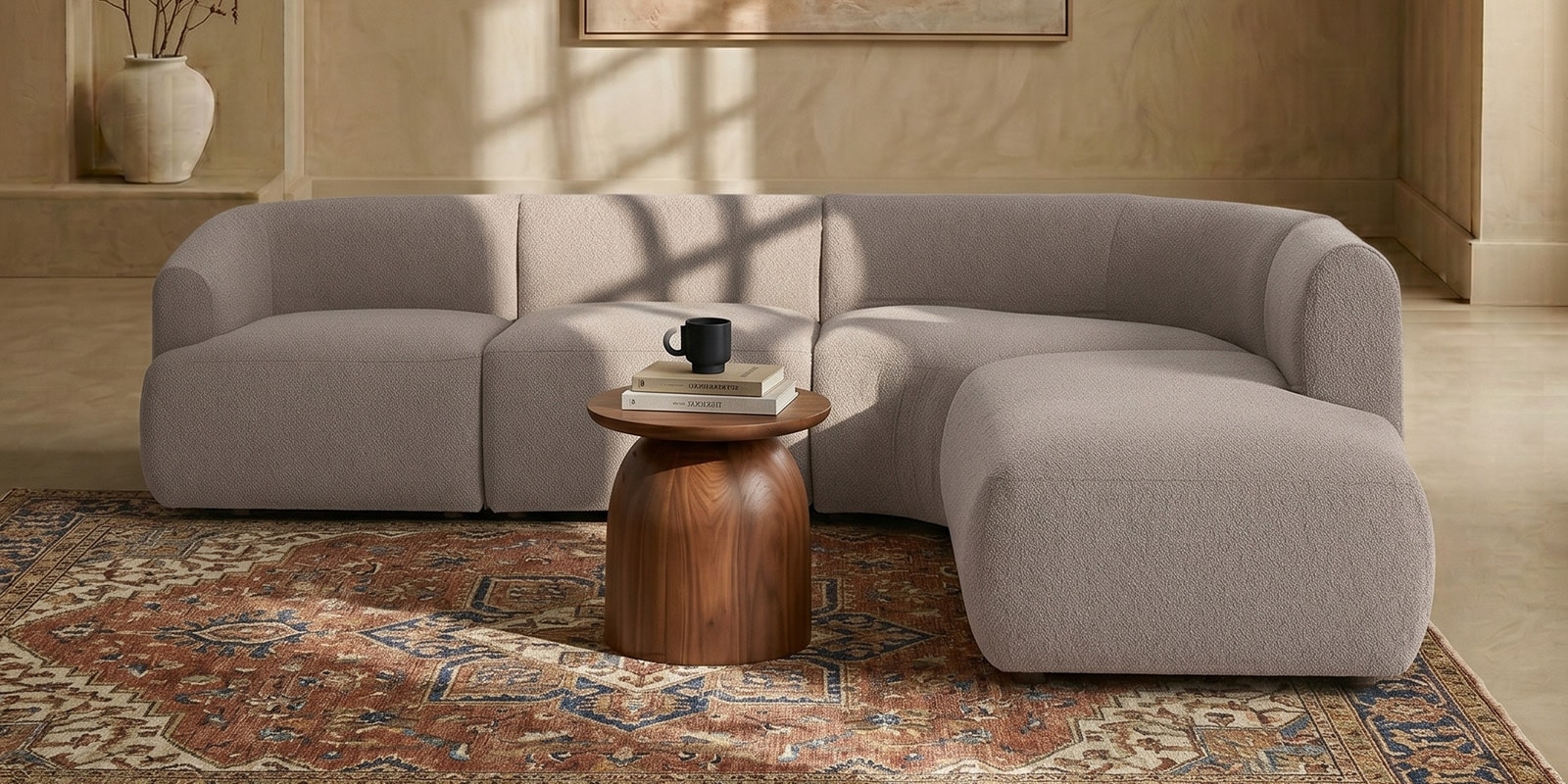 Zen Living LHS Sectional Sofa In Beige Color