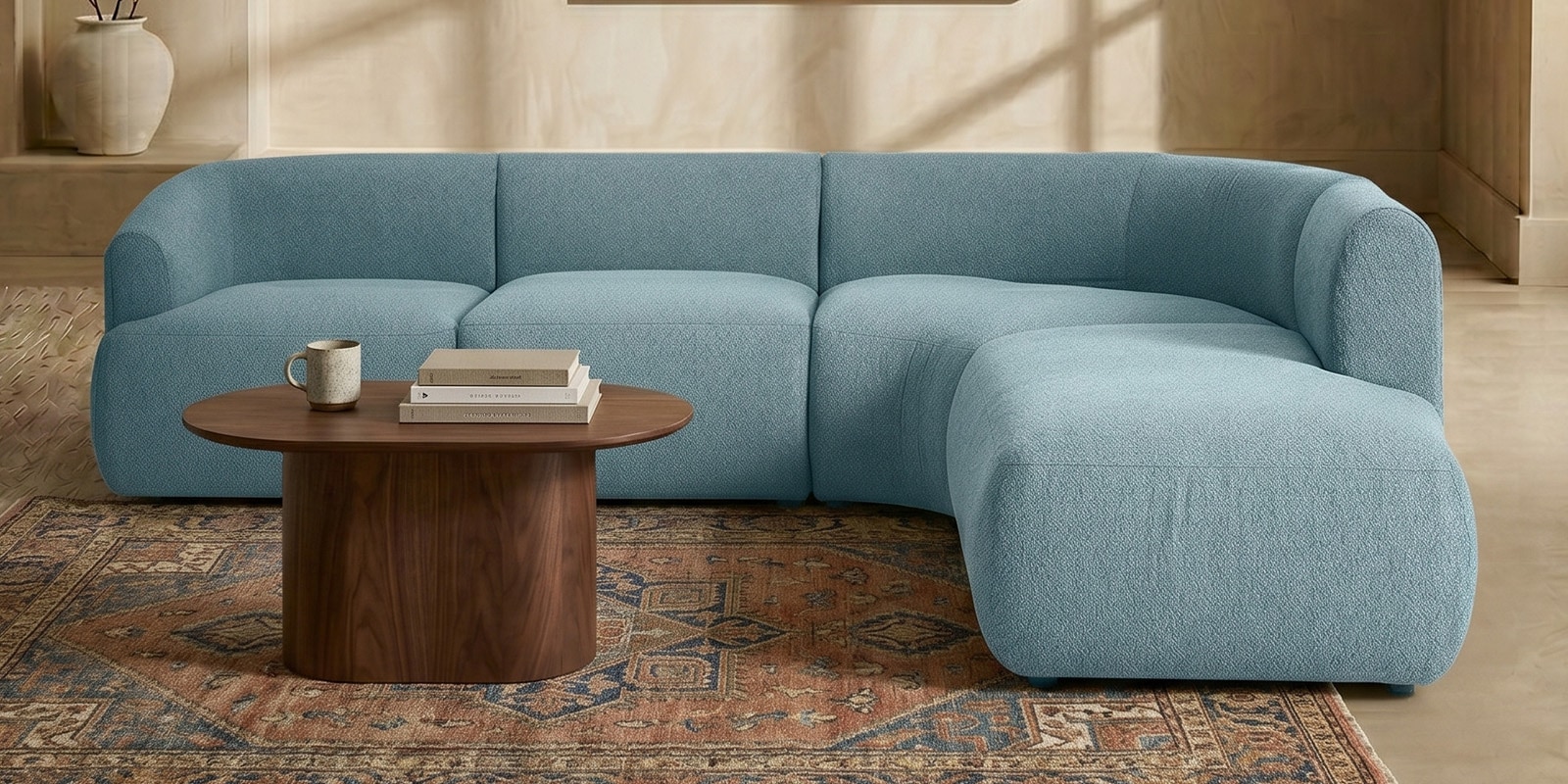 Zen Living LHS Sectional Sofa In Blue Color