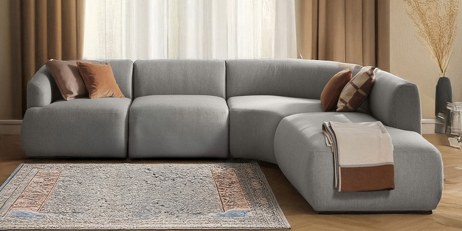 Zen Living Rhs Sectional Sofa (3 + Lounger) In Chic Grey Color