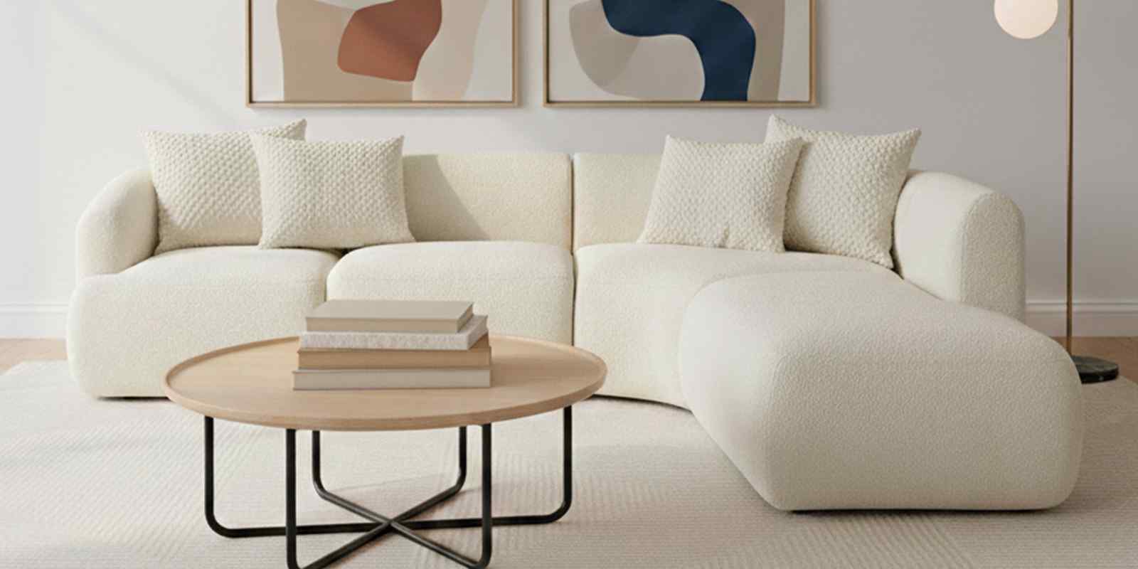 Zen Living Rhs Sectional Sofa (3 + Lounger) In Creme Color