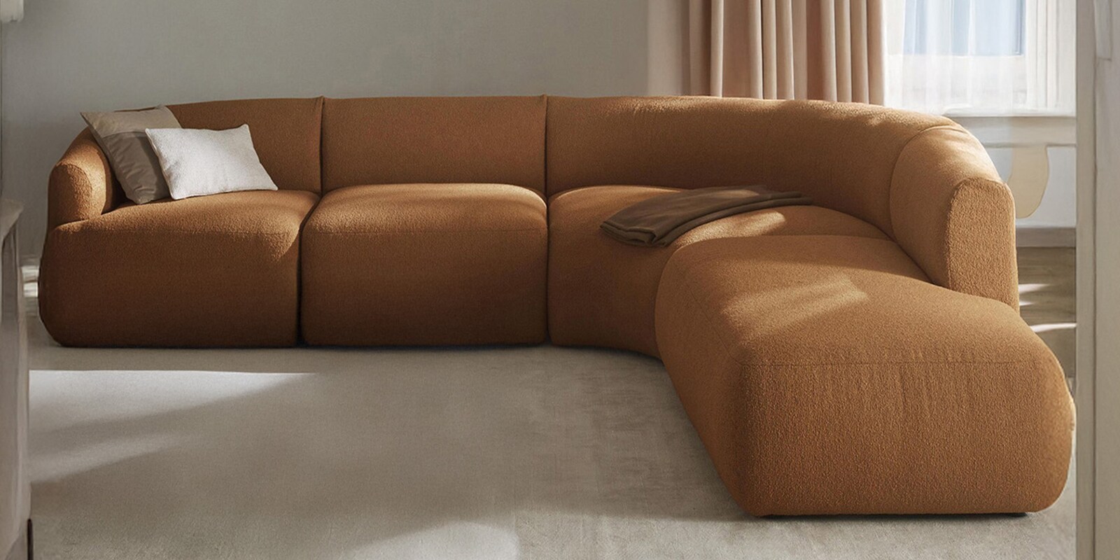 Zen Living Rhs Sectional Sofa (3 + Lounger) In Tan Color