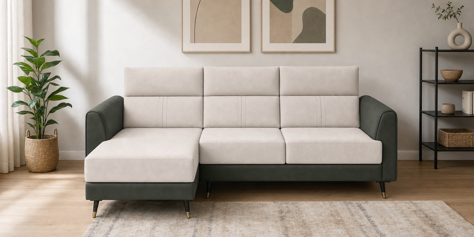 Zenith 5 Seater Rhs Sofa In Beige Colour