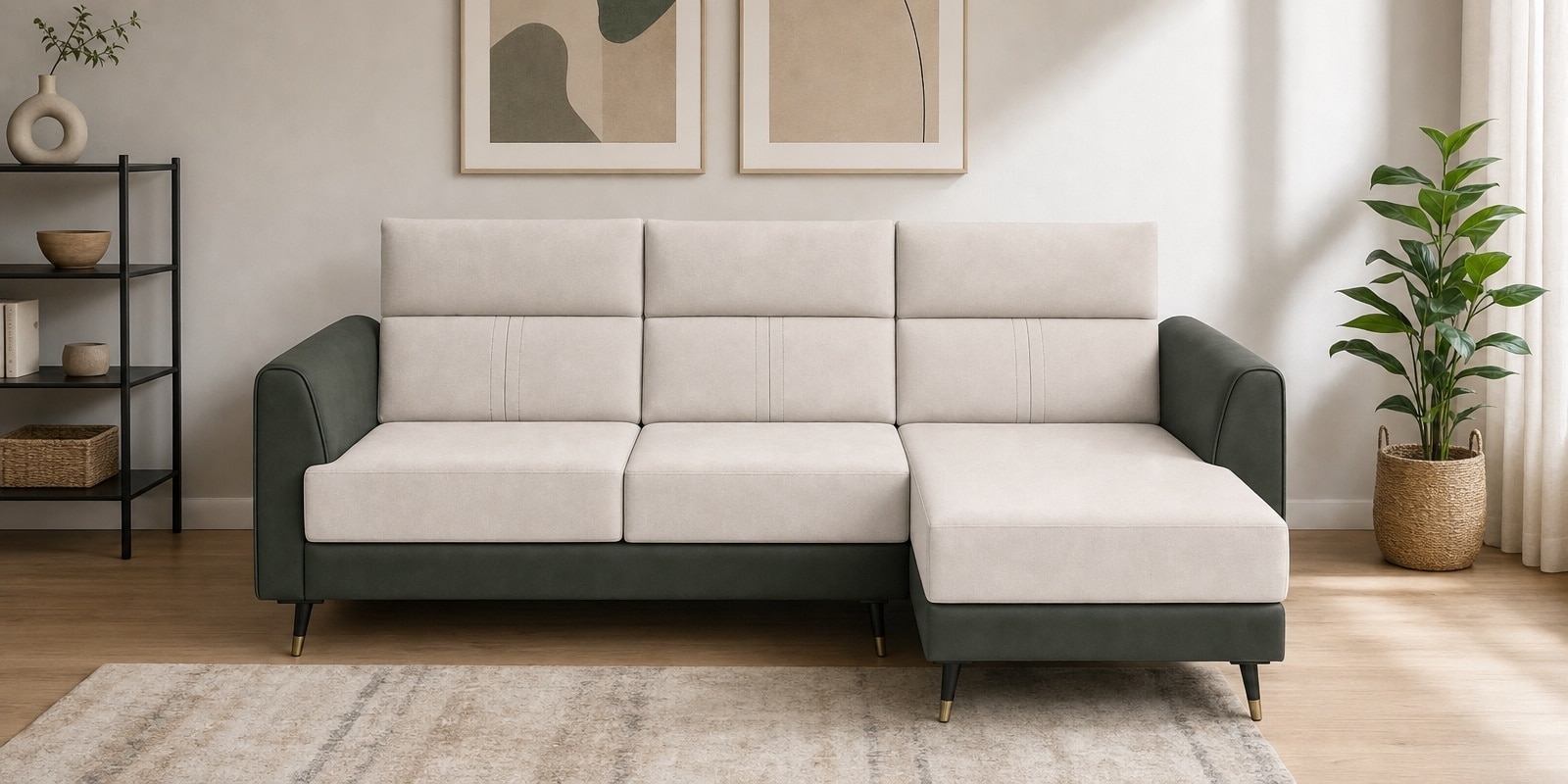 Zenith 5 Seater Lhs Sofa In Beige Colour