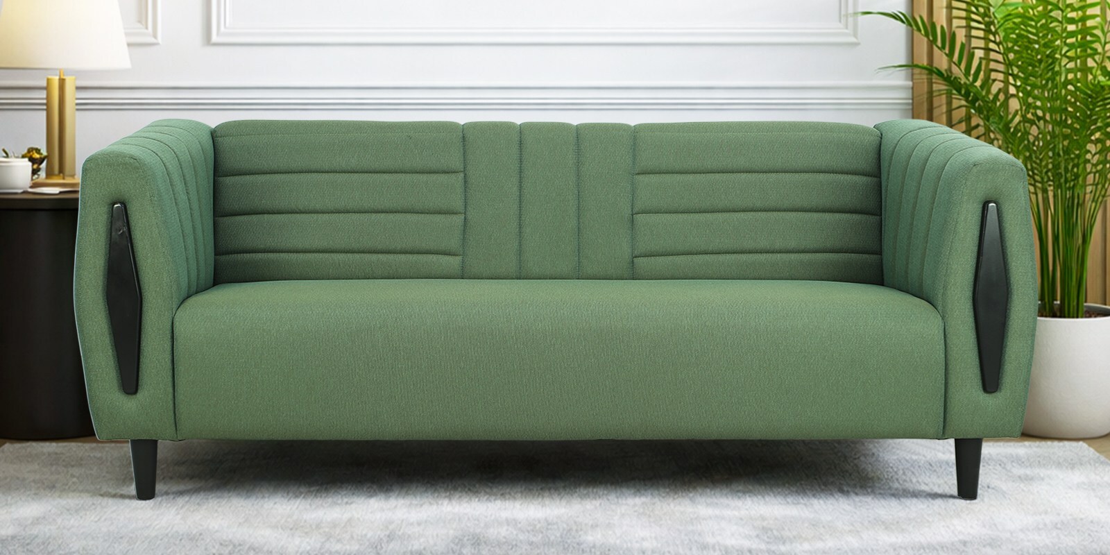 Zerano Fabric 3 Seater Sofa in Green Colour