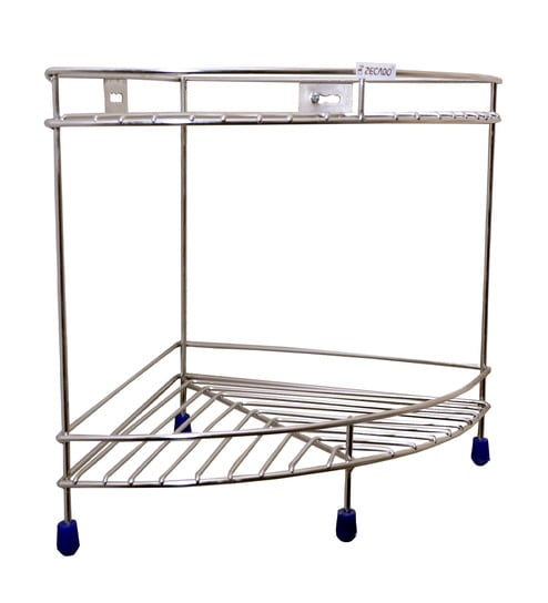 Zecado 10 x 10 Inch 2 Tier Electroplated Stainless Steel Kichen Corner Shelf