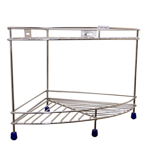 Zecado 12 x 12 Inch 2 Tier Electroplated Stainless Steel Kichen Corner Shelf