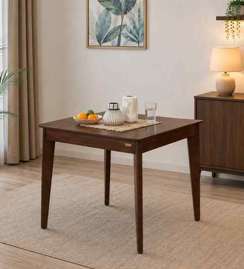 Zellige Solid Wood 4 Seater Dining Table In Tubbaq Finish