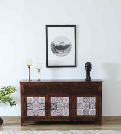 Zellige Solid Wood Sideboard In Tubbaq Finish