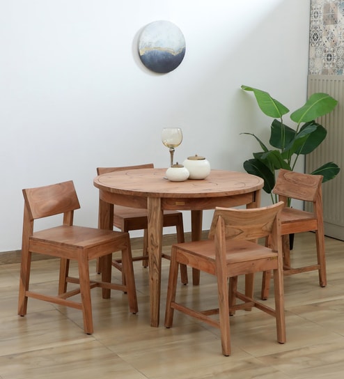 Zen Acacia Wood 4 Seater Dining Set in Natural Finish