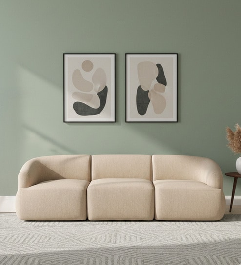 Zen Boucle 3 Seater Sofa In Cream Colour