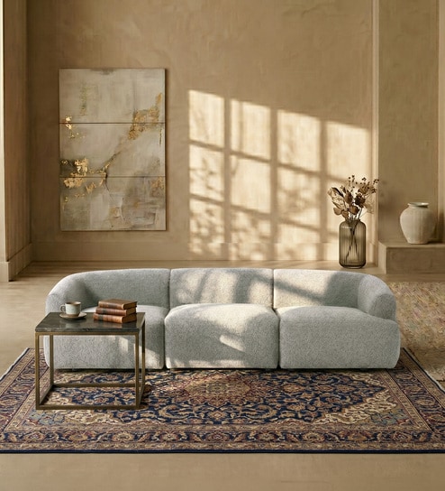 Zen Boucle 3 Seater Sofa In Chic Grey Colour