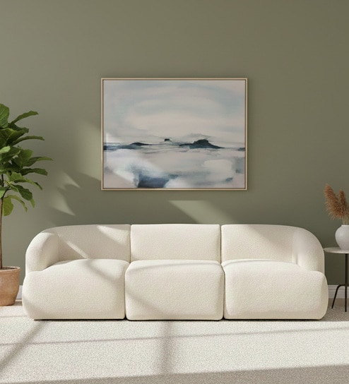 Zen Boucle 3 Seater Sofa In White Colour