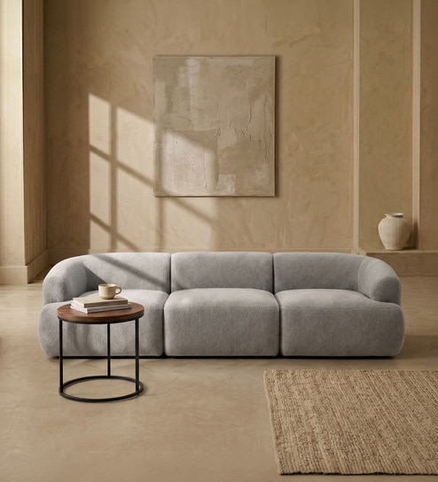 Zen Boucle 3 Seater Sofa In Grey Colour