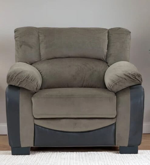 Lux Fabric 1 Seater Sofa in Brown Color