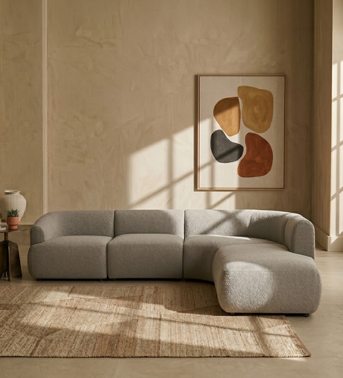 Zen Living LHS Sectional Sofa (3 + Lounger) In Chic Grey Color