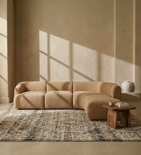 Zen Living LHS Sectional Sofa (3 + Lounger) In Creme Color