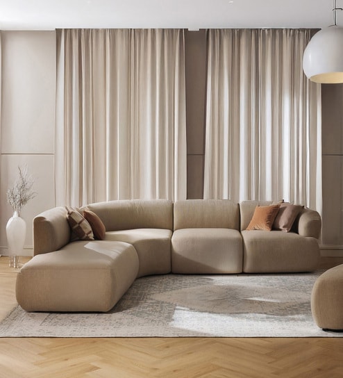 Zen Living Rhs Sectional Sofa (3 + Lounger) In Beige Color