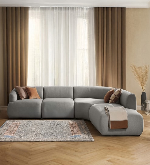 Zen Living Rhs Sectional Sofa (3 + Lounger) In Chic Grey Color