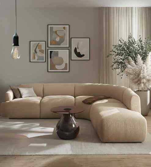 Zen Living Rhs Sectional Sofa (3 + Lounger) In Creme Color