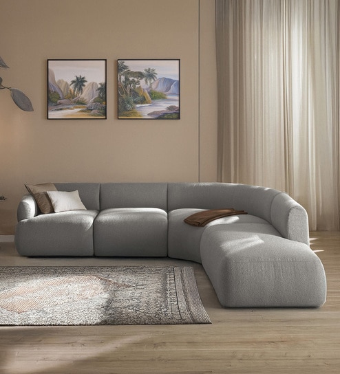 Zen Living Rhs Sectional Sofa (3 + Lounger) In Grey Color