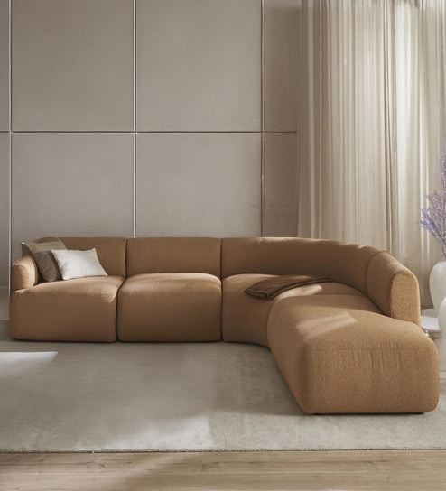 Zen Living Rhs Sectional Sofa (3 + Lounger) In Honey Beige Color