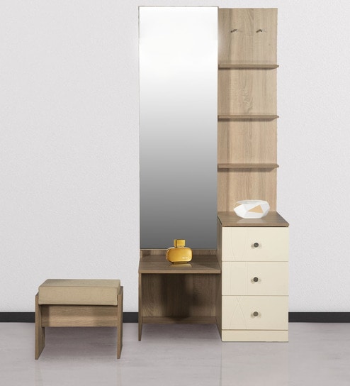 Zen Premimum Dressing Table With Stool In Sonoma Oak Finish By Godrej Interio