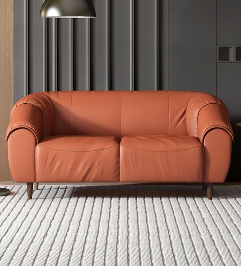 Zenith Leather 2 Seater Sofa In Brown Color