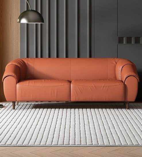 Zenith Leather 3 Seater Sofa In Brown Color