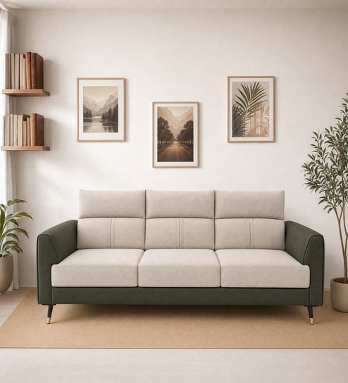 Zenith 3 Seater Sofa In Beige Color