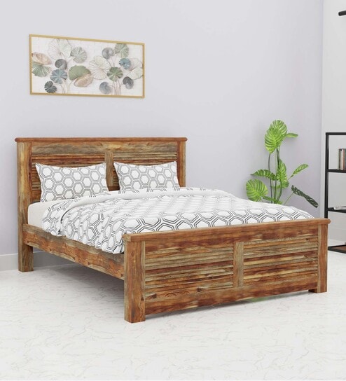 Zenith Queen Size Bed In Brown Finish