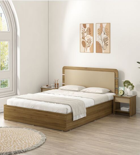 Zenvora King Size Bed With Box Storage In Melamine Finish