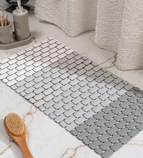 Zephyr Grey Anti-Slip Shower Mat 39 X 73 cm