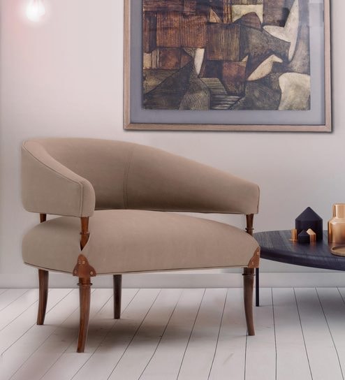 Buy Zerina Chair With Leather Accents By Bent Chair Online