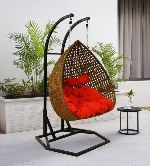 Zermatt Wicker Swing In Red Finish
