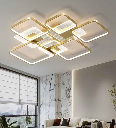 Zest Gold LED Smart Voice Assist Chandelier by The Royal Emporio