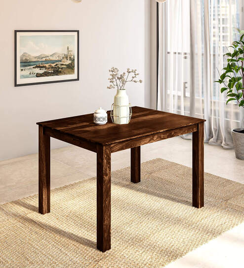 Buy Avian Sheesham Wood 4 Seater Dining Table In Honey Oak Finish