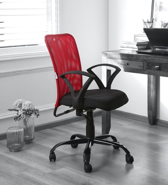 Buy Zee Ergonomic Chair In Red Black Colour By Vof Online Mid Back Ergonomic Chairs Chairs Furniture Pepperfry Product