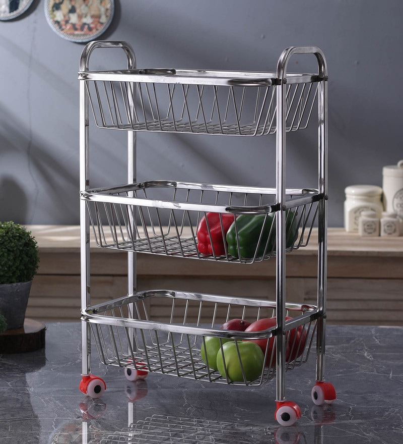 Buy 3 Tier Stainless Steel Kitchen Trolley By Zecado Online Kitchen   Zecado Premium 3 Tier Stainless Steel Modular Kitchen Trolley  Basket Size 12 Zecado Premium 3 Tier  5otjkw 