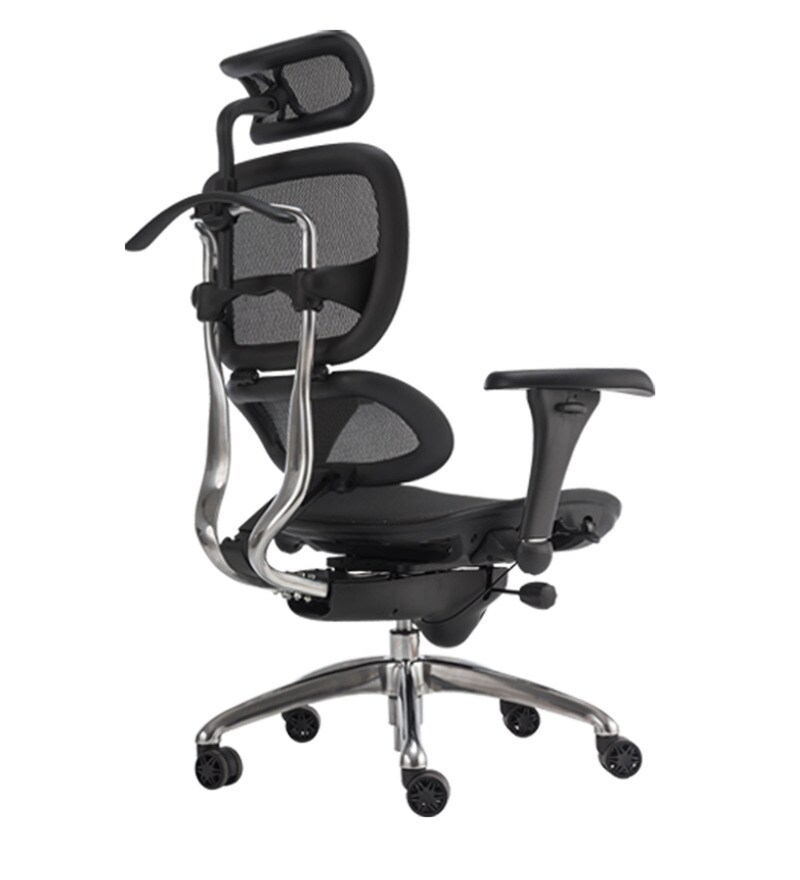 Buy Zeus High Back Ergonomic Chair with Headrest in Black Colour by Durian Online High Back