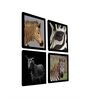 Zebra Black Engineered Wood Framed Wildlife Art Print Set of 4