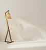 Zed Wooden Floor Lamp with Jute Shade & Brown Base