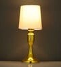 Zehra Iron Table Lamp with Cotton Fabric Lampshade (Gold & White)