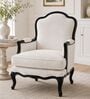 Zelia Teak Wood Chair With Suede Fabric In White Colour