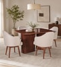Zelkova Acacia Wood 4 Seater Dining Set In Natural Glazed Finish with Revolving Chair In Beige Fabric Zelkova Acacia Wood 4 Seater Dining Set In Natural Glazed Finish with Revolving Chair In Beige Fabric