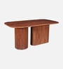 Zelkova Acacia Wood 6 Seater Dining Set In Natural Glazed Finish with Revolving Chair In Beige Fabric Zelkova Acacia Wood 6 Seater Dining Set In Natural Glazed Finish with Revolving Chair In Beige Fabric
